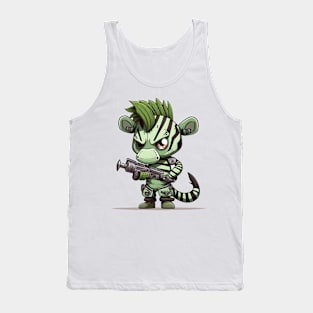 Armored Angry Zebra Holding a Riffle Tank Top